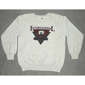 Vintage 90s International Polo Club Sweatshirt Men Large White Pullover USA Made